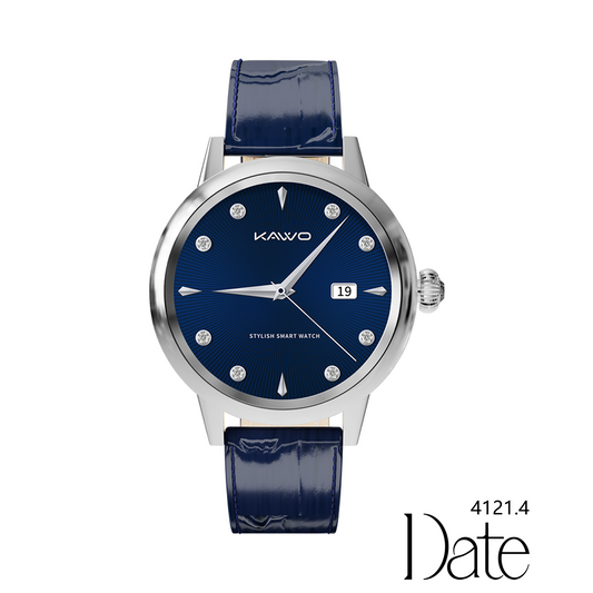 KAVVO Date - White Gold - Royal Blue Strap