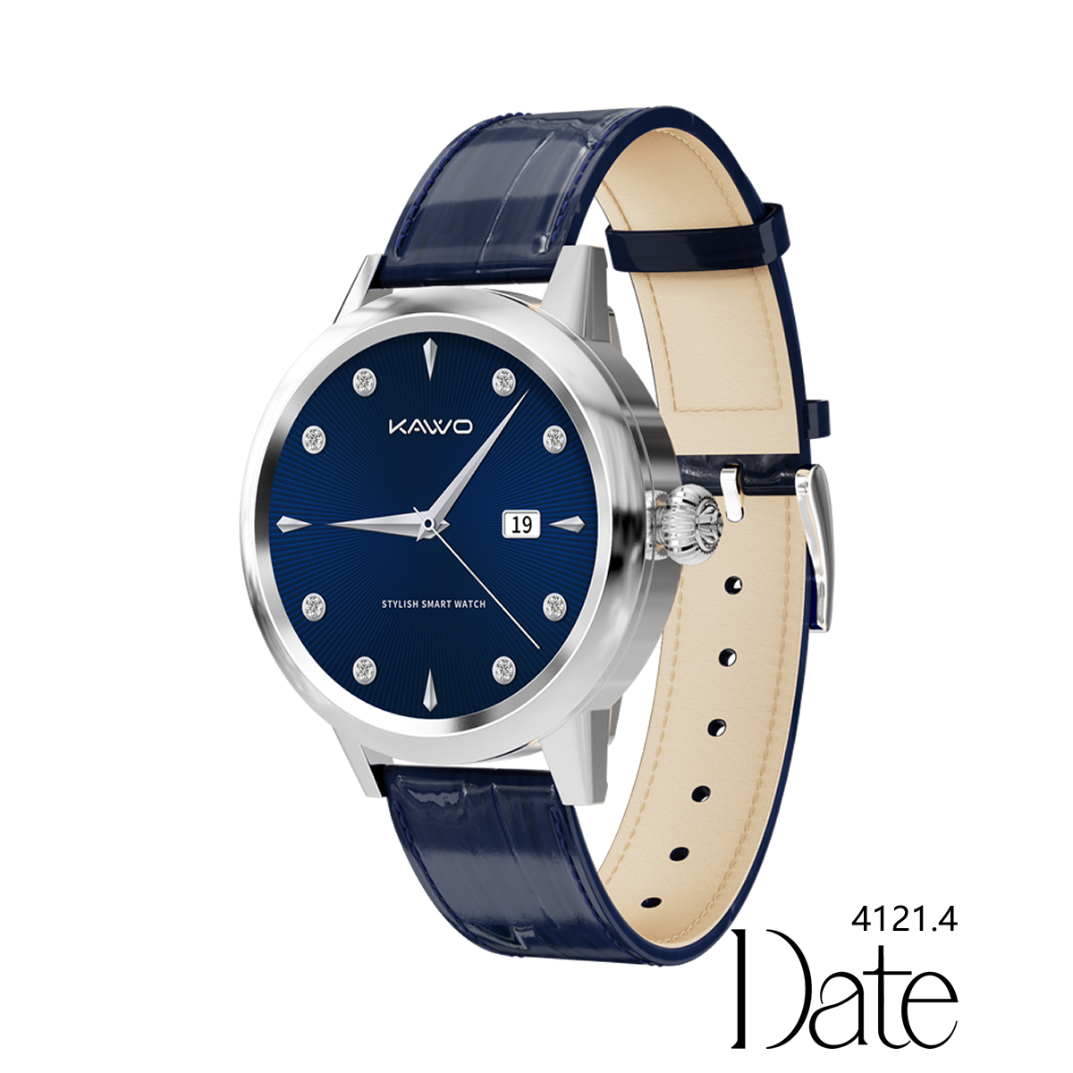 KAVVO Date - White Gold - Royal Blue Strap