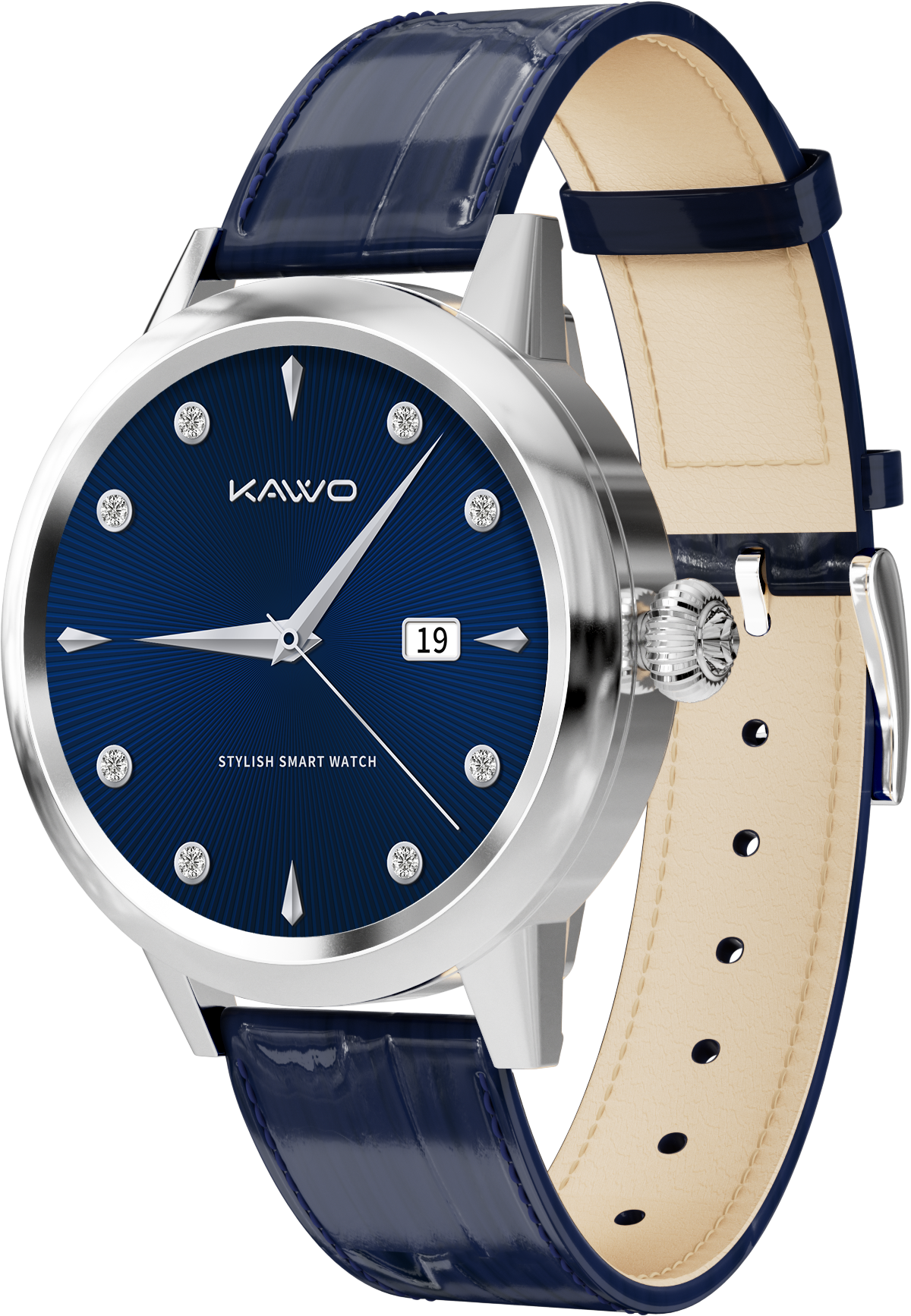 KAVVO Date - White Gold - Royal Blue Strap