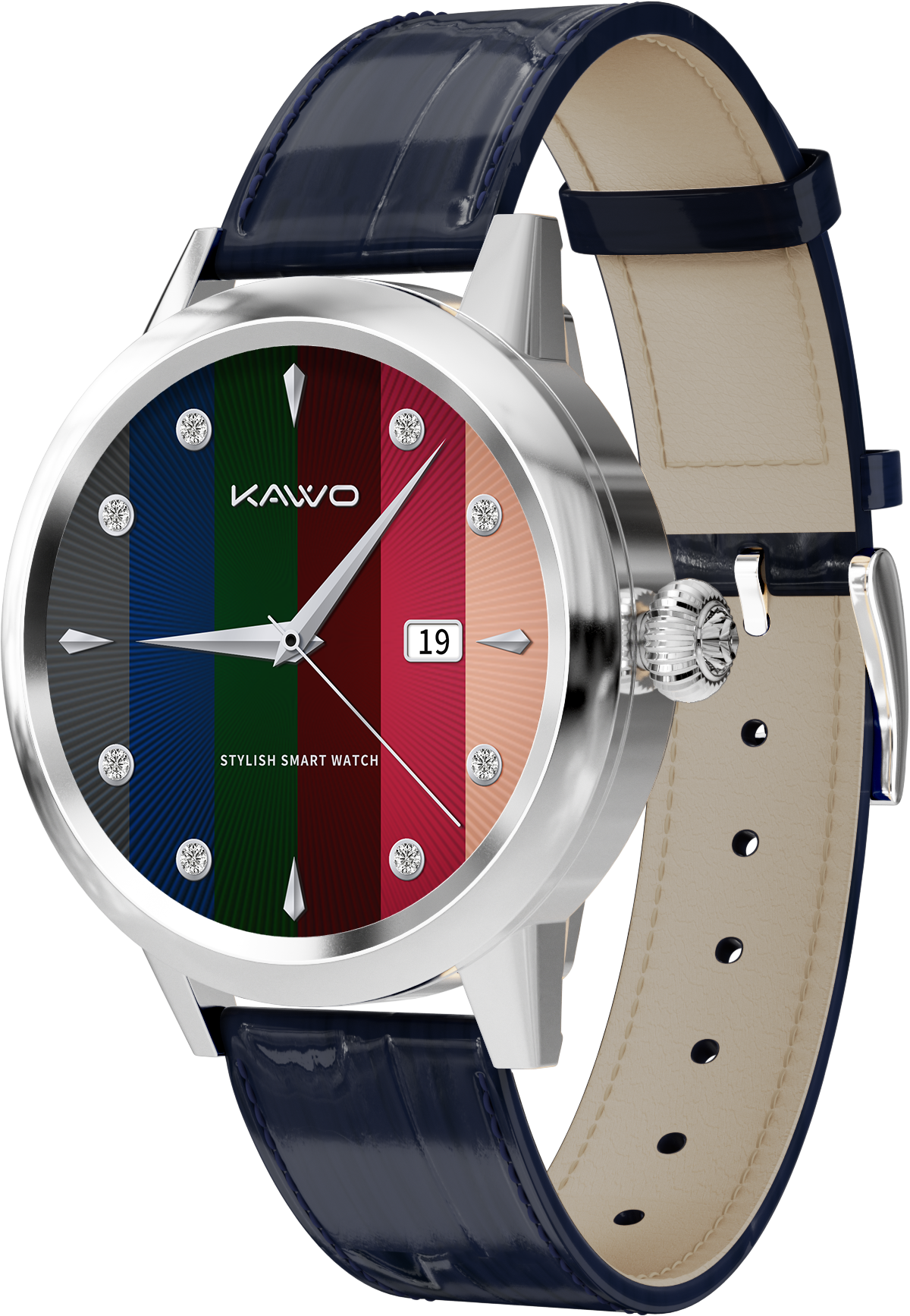 KAVVO Date - White Gold - Royal Blue Strap
