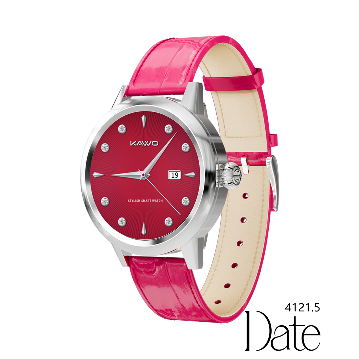 KAVVO Date - White Gold - Rose Red Strap