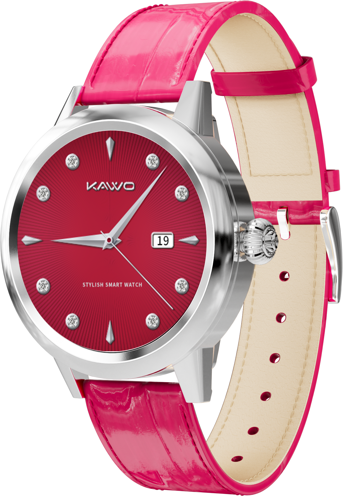 KAVVO Date - White Gold - Rose Red Strap