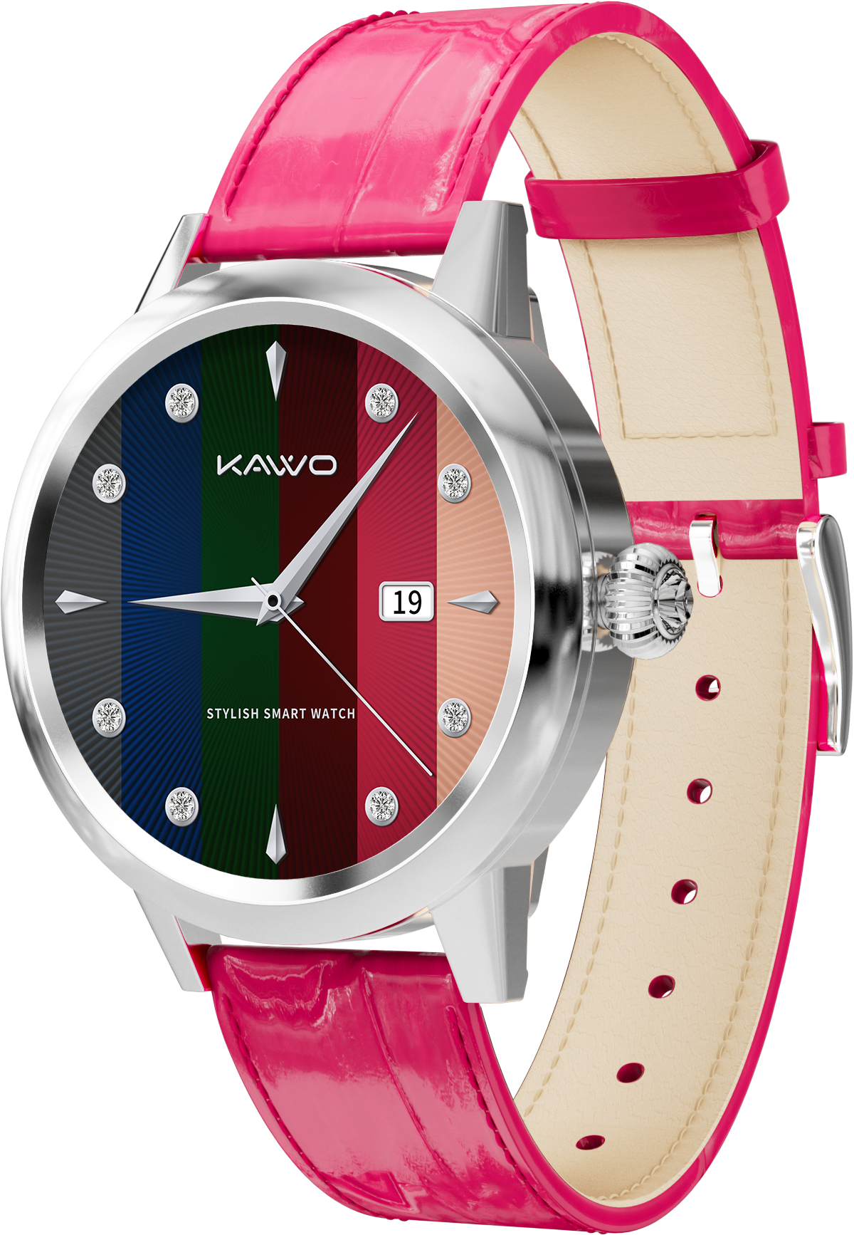 KAVVO Date - White Gold - Rose Red Strap