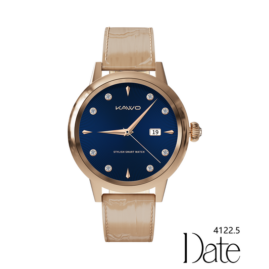 KAVVO Date - Pink Gold - 18K Gold Plated - Elephant Grey Strap