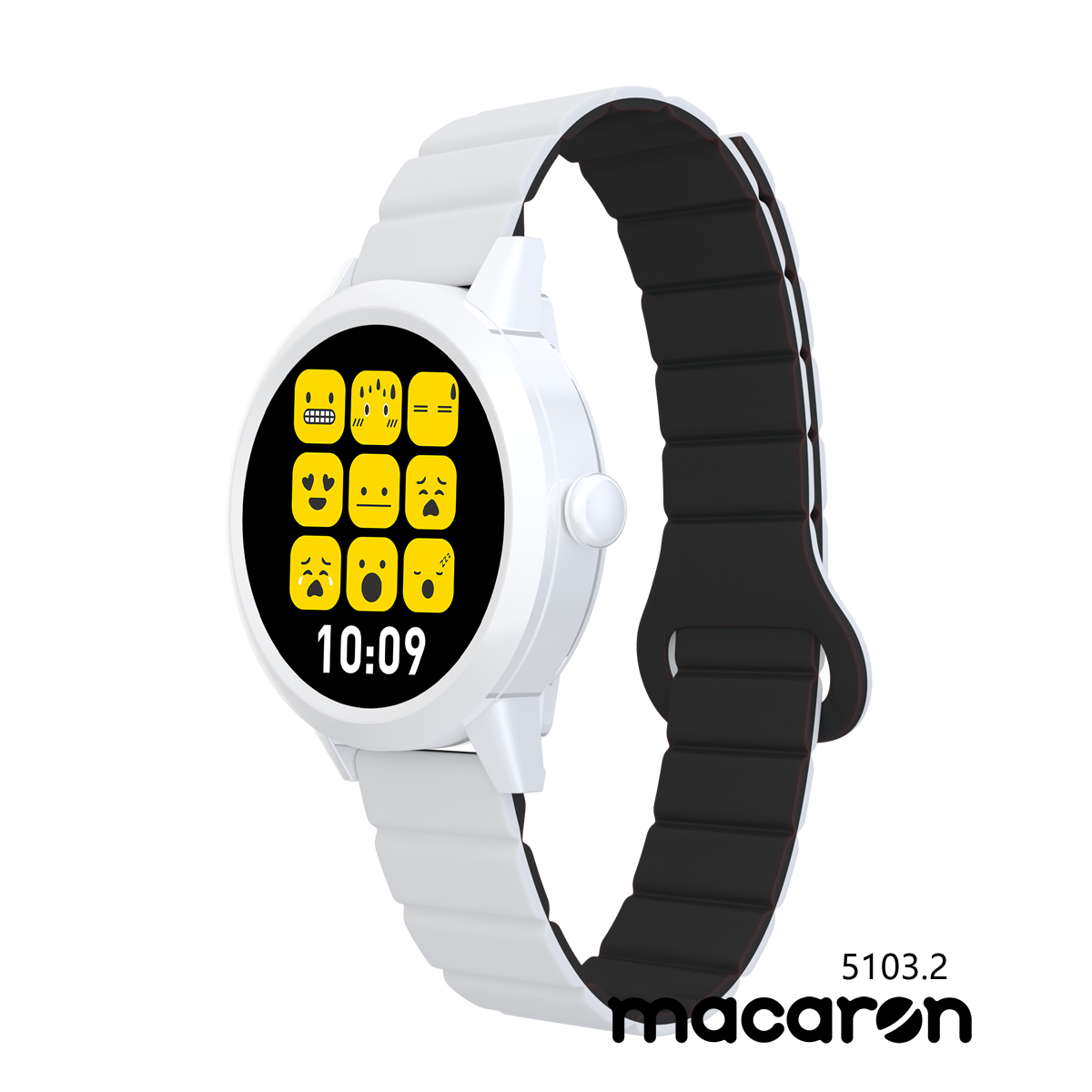 KAVVO Macaron - Ceramic White - Black & White Strap