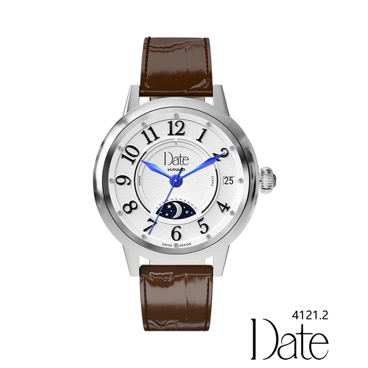 KAVVO Date - White Gold - Mocca Brown Strap