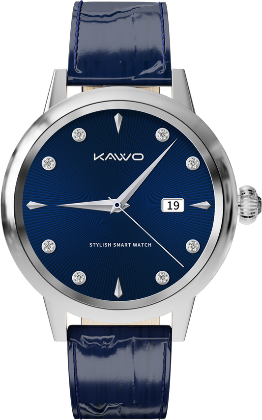 KAVVO Date - White Gold - Royal Blue Strap