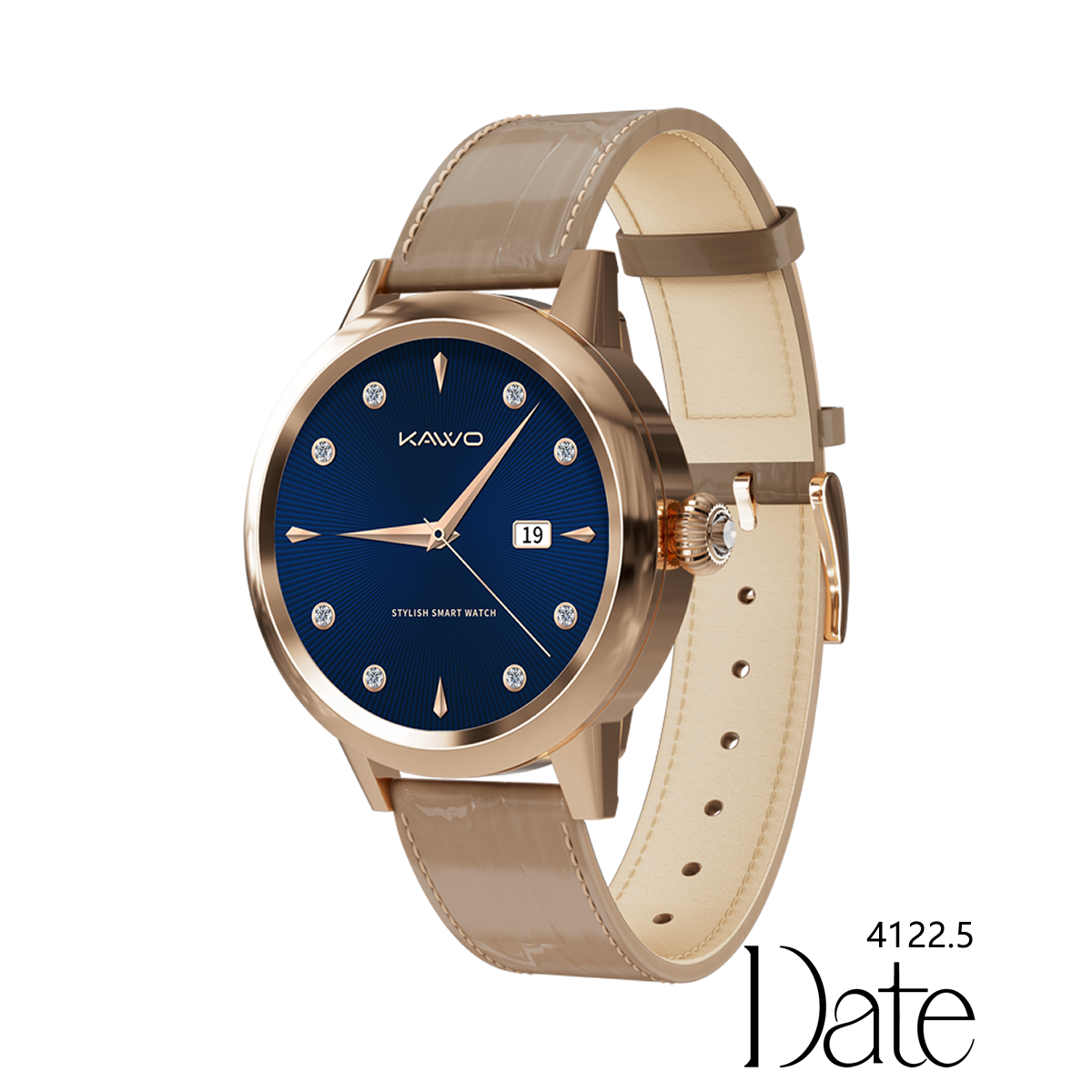 KAVVO Date - Pink Gold - 18K Gold Plated - Elephant Grey Strap