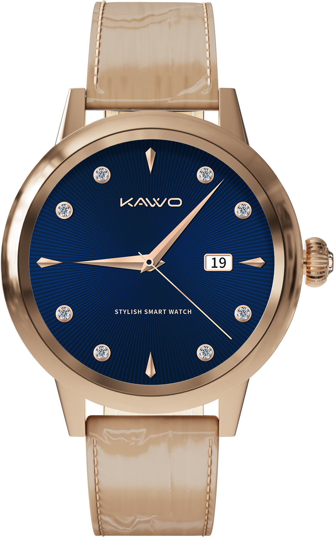 KAVVO Date - Pink Gold - 18K Gold Plated - Elephant Grey Strap