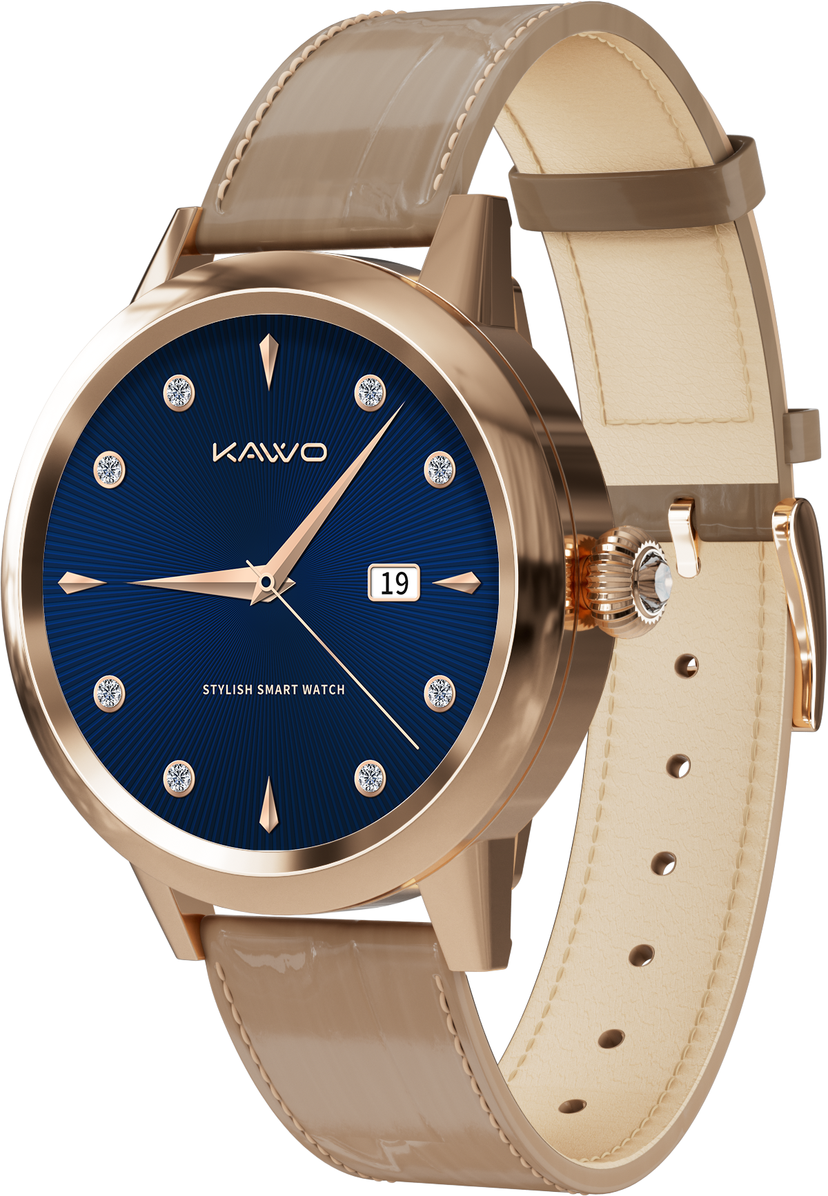 KAVVO Date - Pink Gold - 18K Gold Plated - Elephant Grey Strap