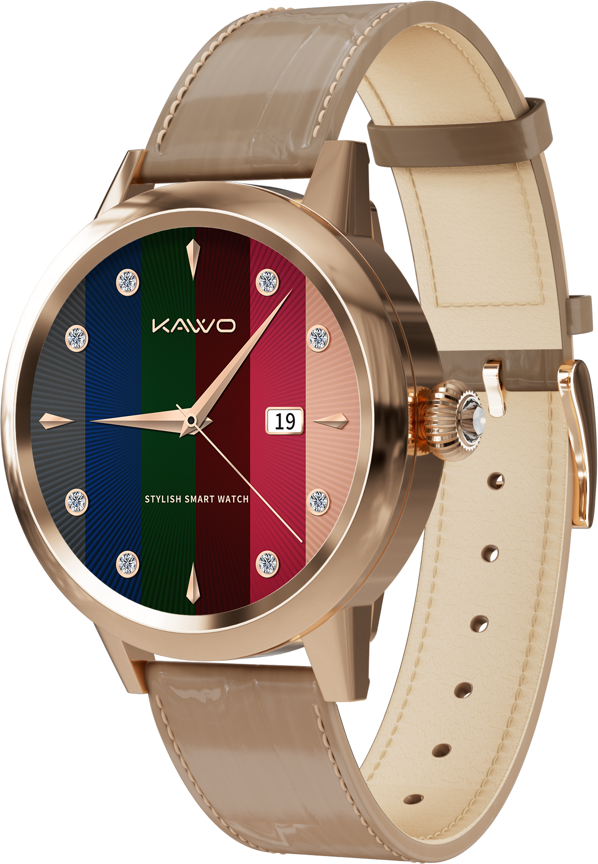 KAVVO Date - Pink Gold - 18K Gold Plated - Elephant Grey Strap