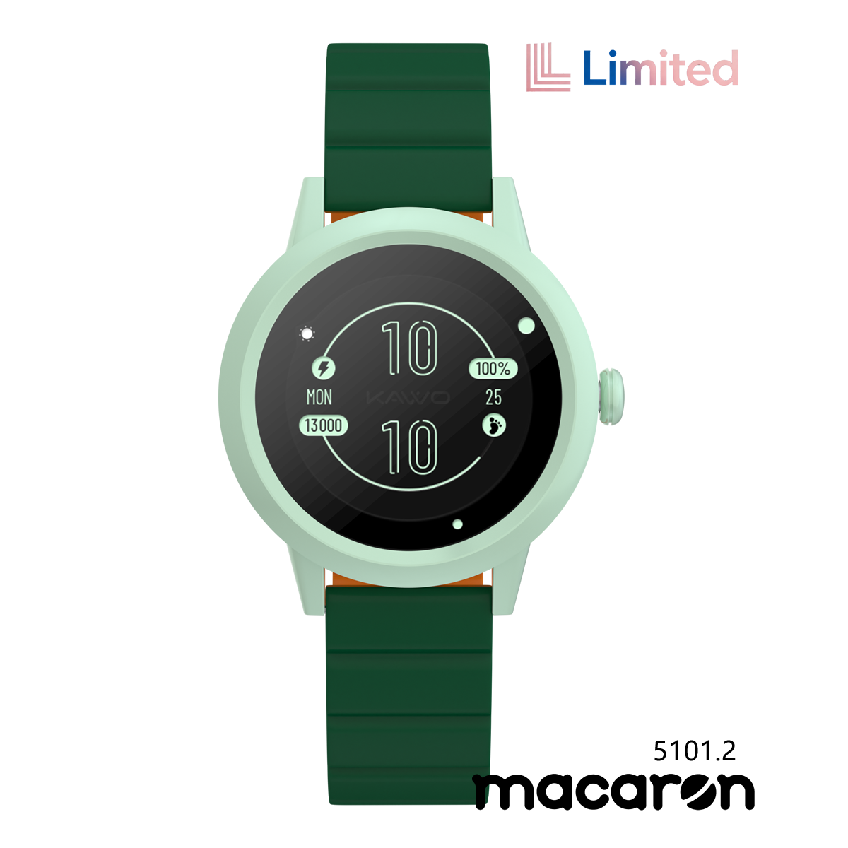 KAVVO Macaron - Mint Green - Dark Green & Orange Strap