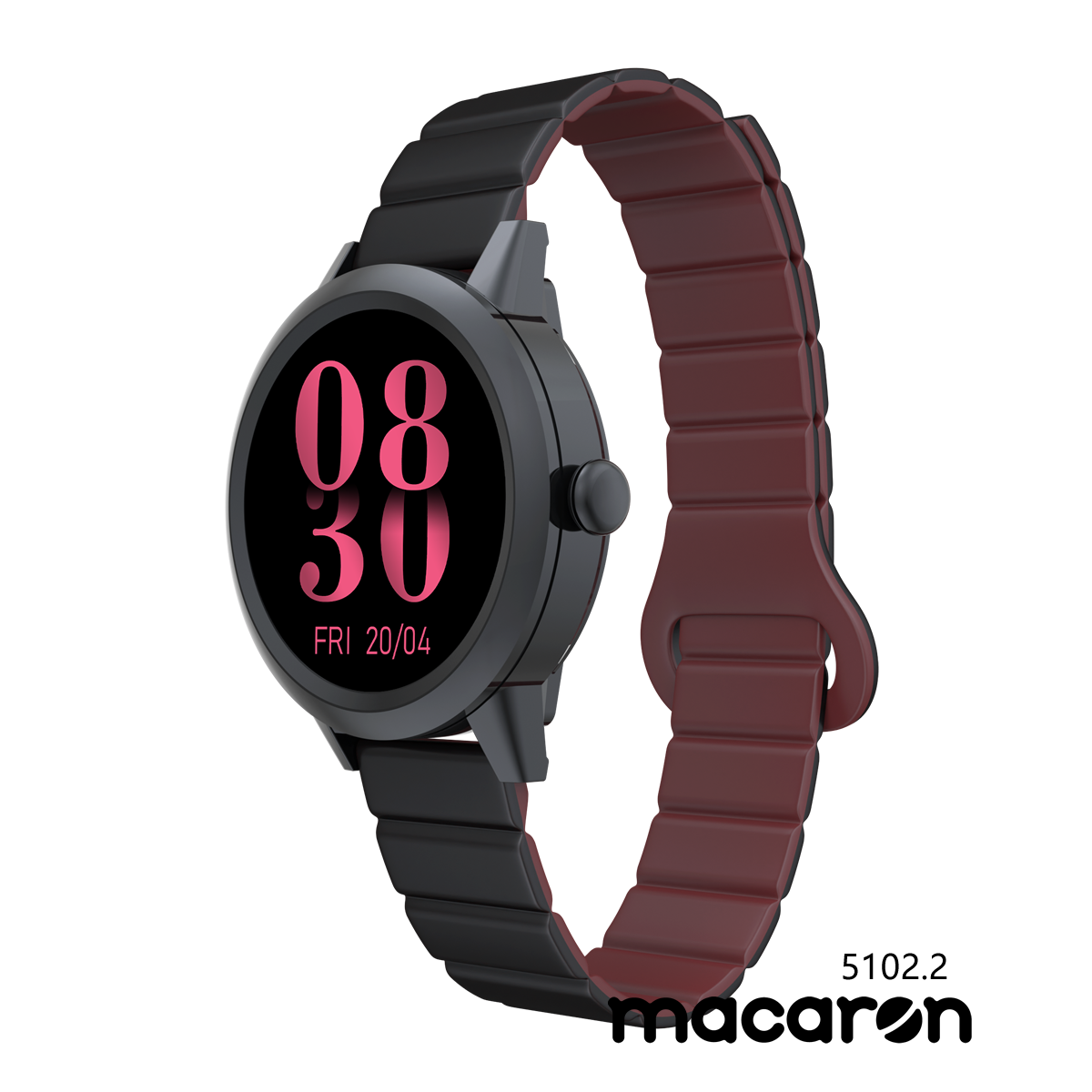 KAVVO Macaron - Mystic Black - Wine Red Strap