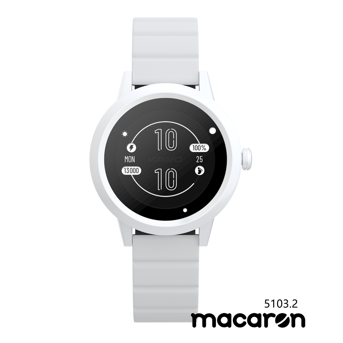 KAVVO Macaron - Ceramic White - Black & White Strap
